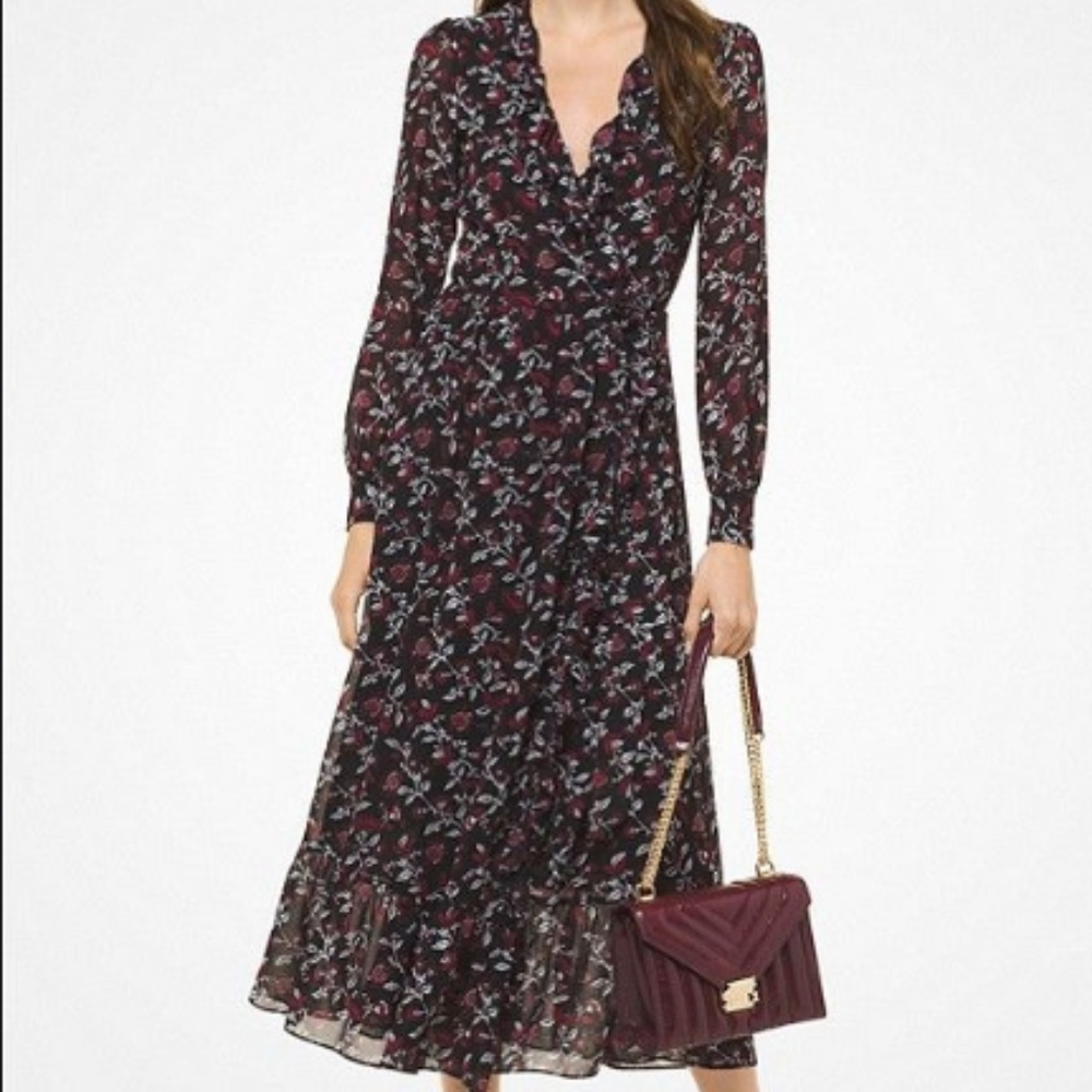 BRAND NEW Michael Kors ruffle wrap dress